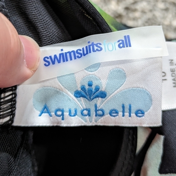 Swimsuits for All Aquabelle black green floral padded one piece swimsuit 10 - Picture 8 of 11